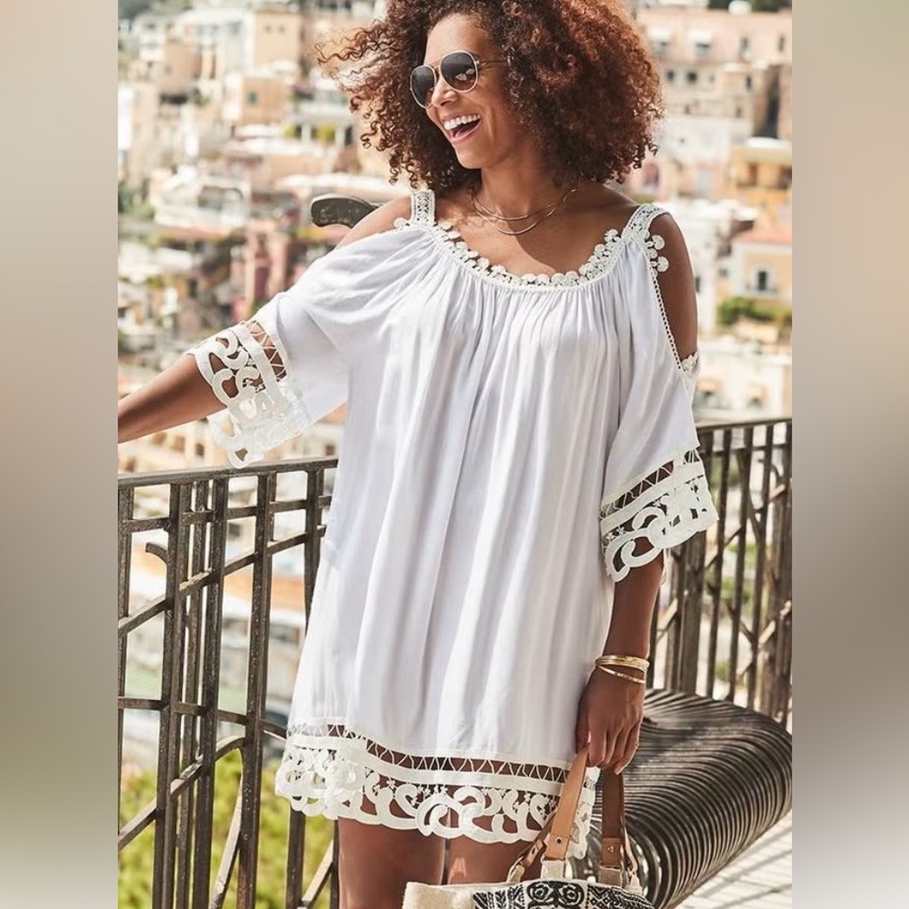 Swimsuit For All Vera Crotchet Cover Up Dress Rayon Womens Plus Size NWT